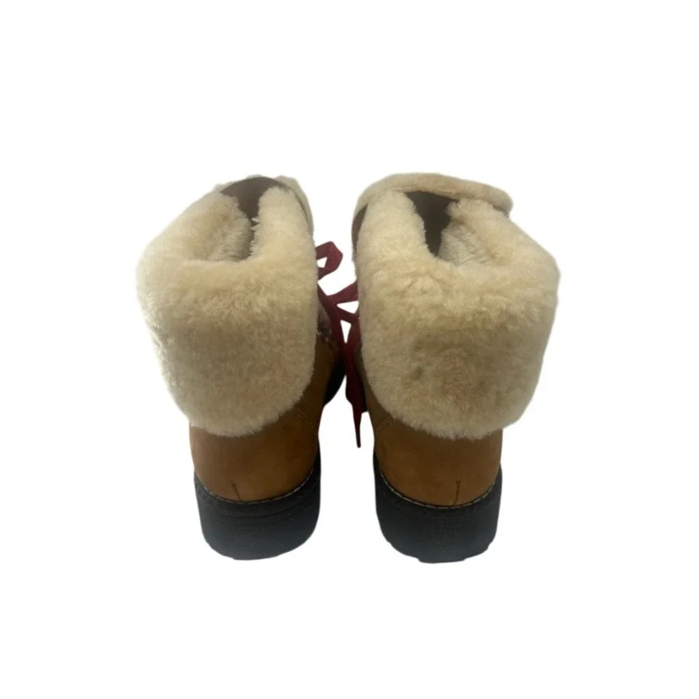 J. Crew Shearling‎ Lined Hiker Boots Red Laces Winter Ankle Boots Size 7M